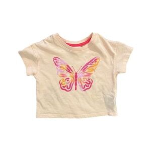 Cat & Jack Butterfly Graphic Crop Tee Girls Size 3T NWOT